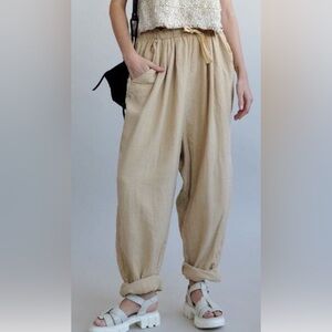 NWOT Free People.Harem double cloth baggy pants.Mustard seed.Medium